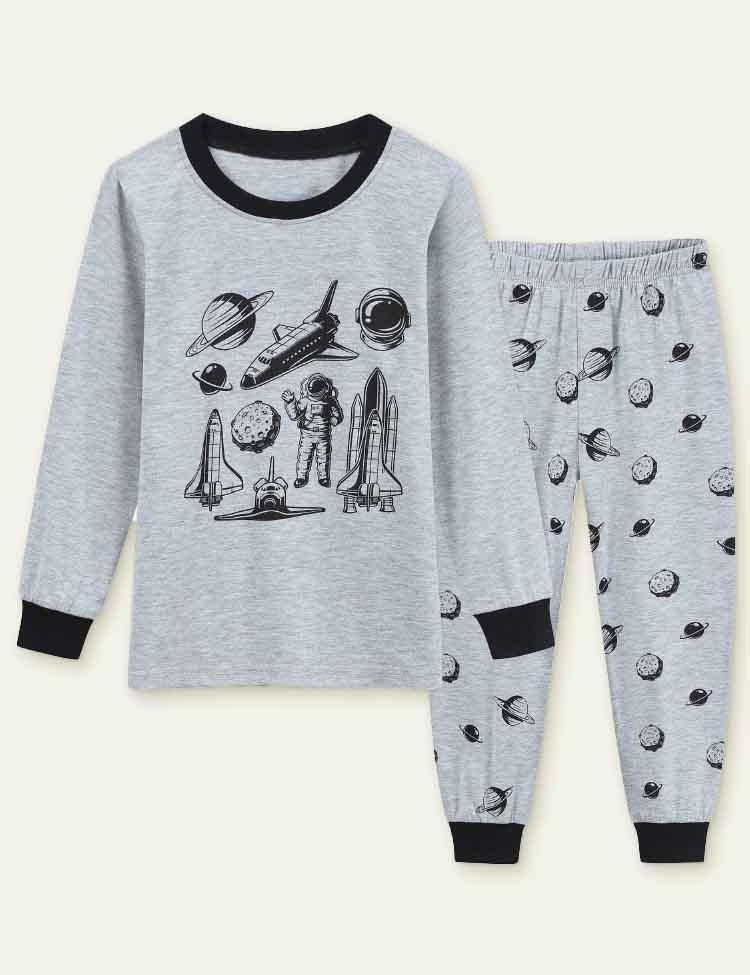 Space Print Long-Sleeved Pajamas Set - CCMOM