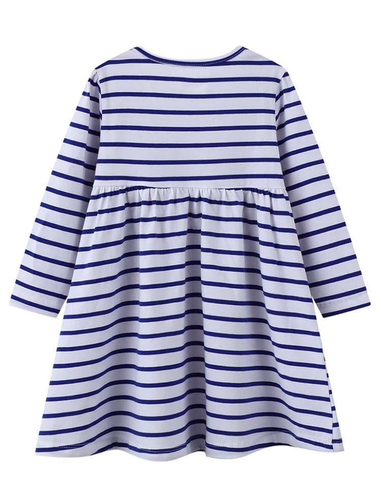 Two Birds Appliqué Striped Dress - CCMOM