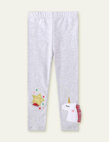 Unicorn Appliqué Tassel Leggings - CCMOM