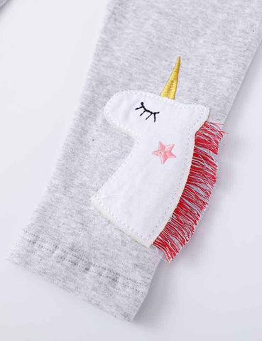 Unicorn Appliqué Tassel Leggings - CCMOM