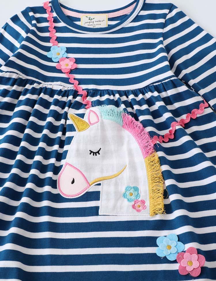 Unicorn Embroidered Long Sleeve Dress - CCMOM