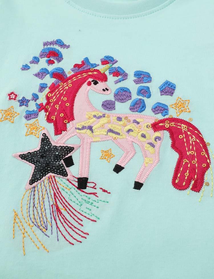 Unicorn Embroidered Long-Sleeved Bottoming Shirt - CCMOM