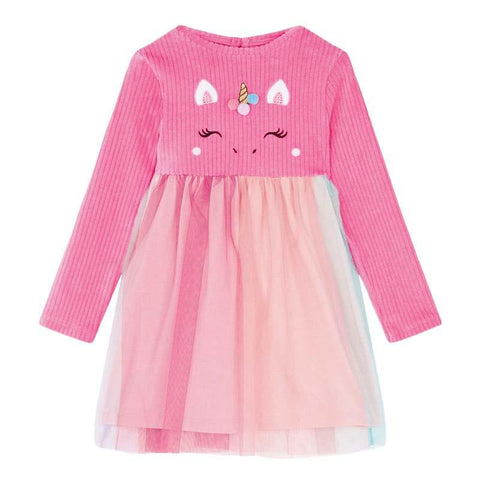 Unicorn Long Sleeve Mesh Dress - CCMOM