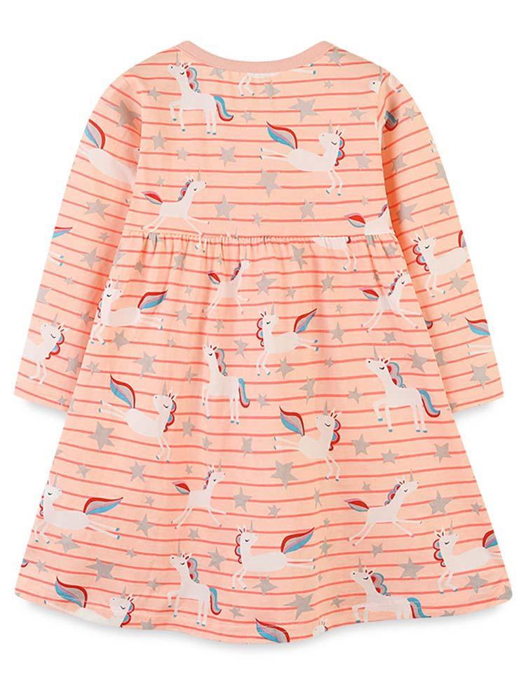 Unicorn Print Long Sleeve Dress - CCMOM