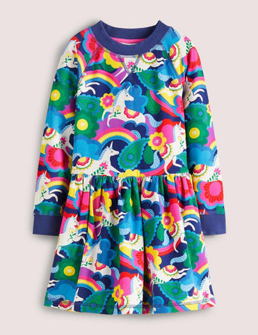 Unicorn Printed Jersey Sweatshirt Dress - CCMOM