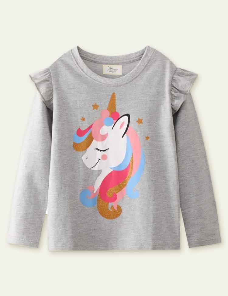 Unicorn Printed Long-Sleeved T-shirt - CCMOM