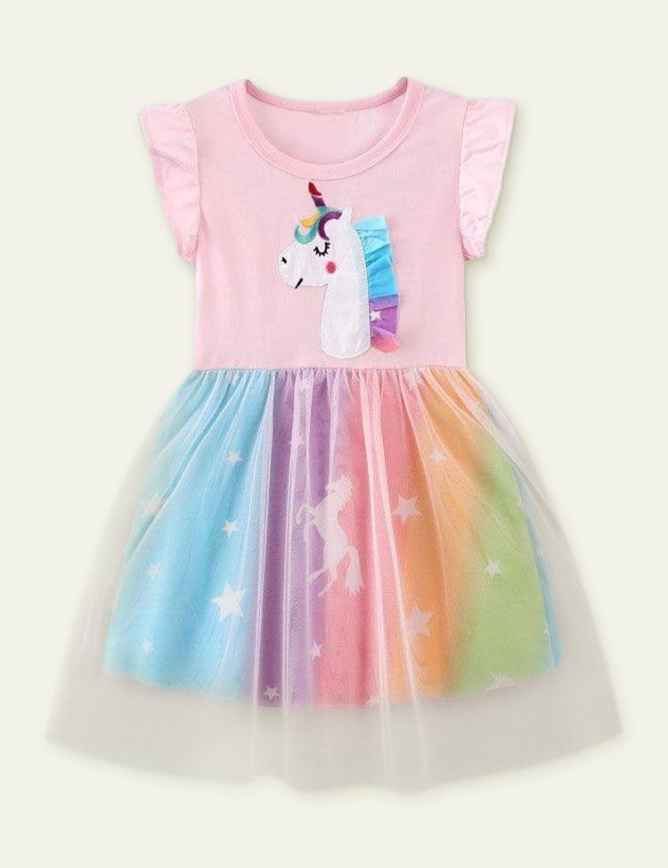 Unicorn Ruffled Mesh Dress - CCMOM